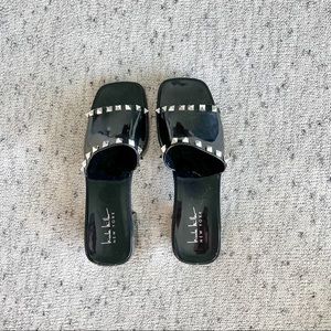 Nicole Miller black studded sandals